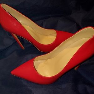 Red high heel shoes